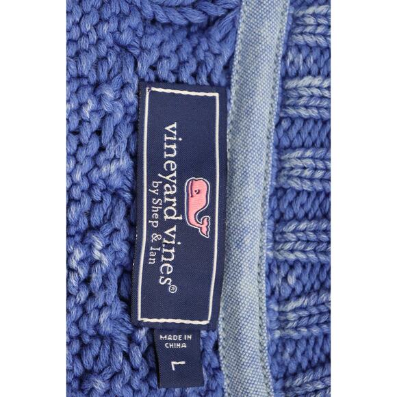 Vineyard Vines by Shep & Ian Tide Blue Men's 1/4 Zip Cableknit Sweater L - Picture 8 of 9